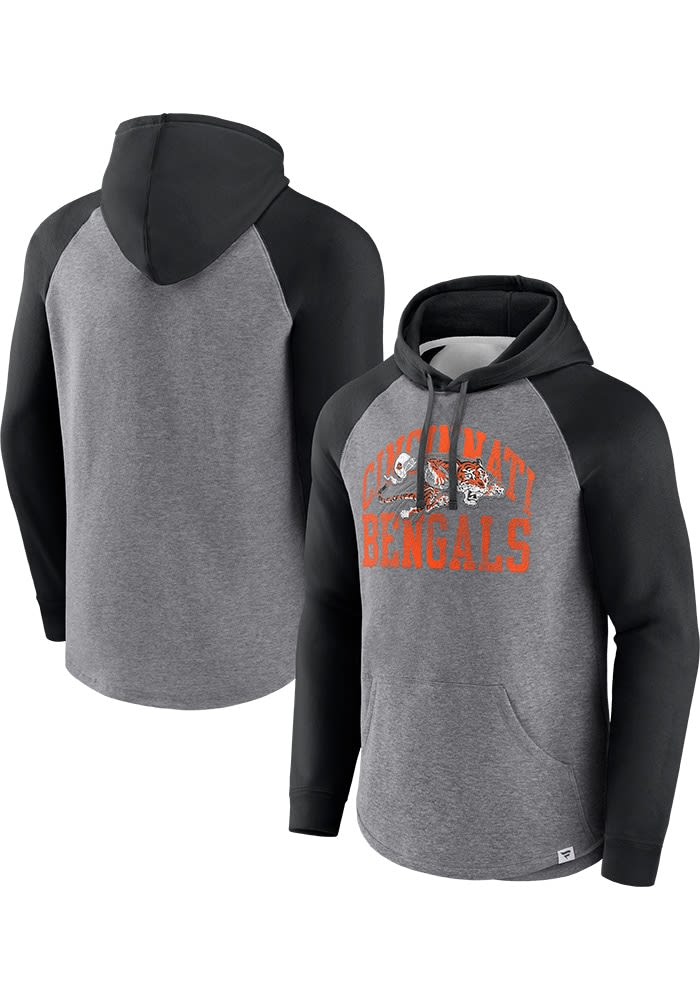 Cincinnati Bengals Mens Grey Heritage Raglan Fashion Hood