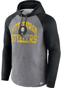 Pittsburgh Steelers Mens Grey Heritage Raglan Fashion Hood