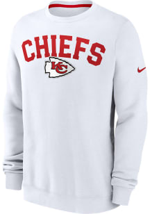 Nike Kansas City Chiefs Mens White Athletic Team Long Sleeve Crew Sweatshirt