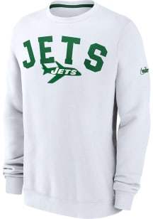 Nike New York Jets Mens White Athletic Team Long Sleeve Crew Sweatshirt