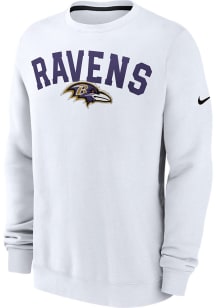 Nike Baltimore Ravens Mens White Athletic Team Long Sleeve Crew Sweatshirt