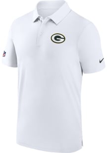 Nike Green Bay Packers Mens White Sideline Woven Short Sleeve Polo