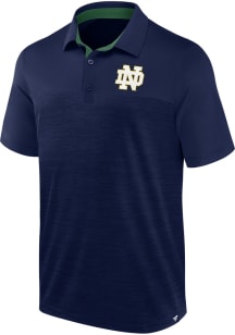 Notre Dame Fighting Irish Mens Navy Blue Poly Heathered Mesh and Solid Short Sleeve Polo