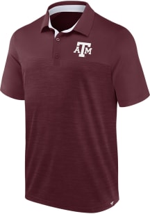 Texas A&amp;M Aggies Mens Maroon Poly Heathered Mesh and Solid Short Sleeve Polo