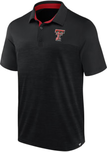 Texas Tech Red Raiders Mens Black Poly Heathered Mesh and Solid Short Sleeve Polo