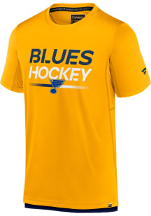 St Louis Blues Gold Authentic Pro Tech Short Sleeve T Shirt
