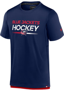 Columbus Blue Jackets Blue Authentic Pro Rink Short Sleeve T Shirt