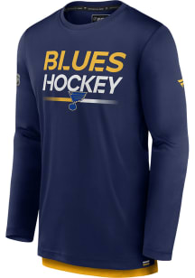 St Louis Blues Navy Blue Authentic Pro Rink Long Sleeve T-Shirt