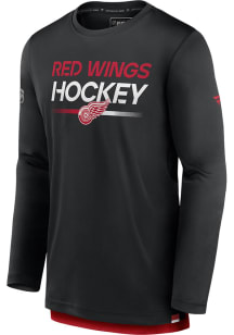 Detroit Red Wings Black Authentic Pro Rink Long Sleeve T-Shirt