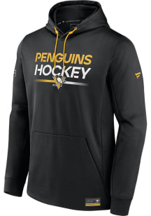 Pittsburgh Penguins Mens Black Authentic Pro Rink Poly Fleece Hood