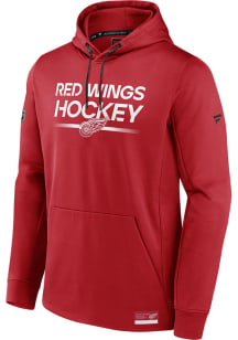 Detroit Red Wings Mens Red Authentic Pro Rink Poly Fleece Hood