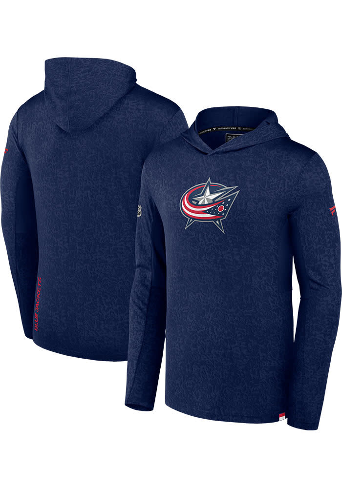 Columbus Blue Jackets Mens Navy Authentic Pro Rink Lightweight Hood