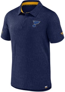 St Louis Blues Mens Navy Blue AUTHENTIC PRO JACQUARD Short Sleeve Polo