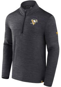 Pittsburgh Penguins Mens Charcoal Authentic Pro Rink Long Sleeve 1/4 Zip Pullover