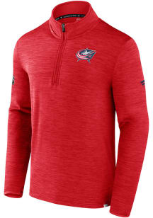 Columbus Blue Jackets Mens Red Authentic Pro Rink Long Sleeve 1/4 Zip Pullover