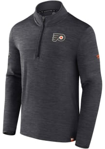 Philadelphia Flyers Mens Charcoal Authentic Pro Rink Long Sleeve 1/4 Zip Pullover
