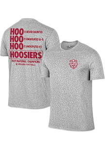 Indiana Hoosiers Grey 2025 CFP National Champions HOO HOO HOO HOOSIERS Short Sleeve T Shirt