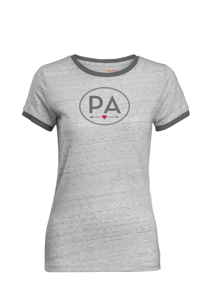 Pennsylvania Womens Grey Initials Short Sleeve T Shirt