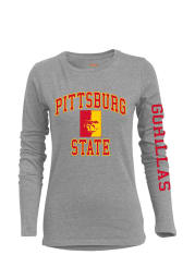 Pitt State Gorillas Womens Grey BFF Long Sleeve Crew T-Shirt