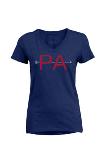 Pennsylvania Womens Navy Blue Arrow Initials Short Sleeve T Shirt