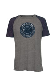 Michigan Dark Charcoal Circle Graphic Short Sleeve T Shirt