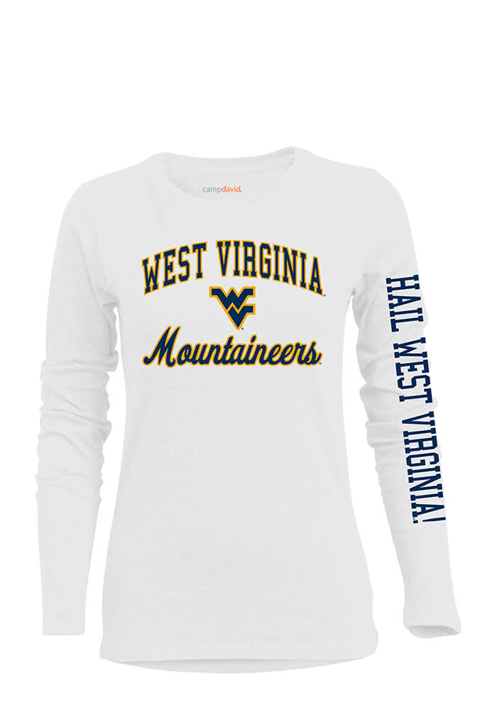 West Virginia Mountaineers Womens White BFF Long Sleeve Crew T-Shirt