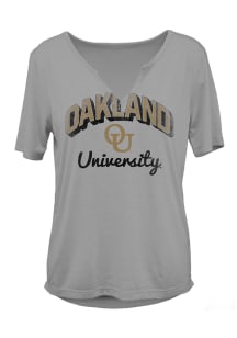Oakland University Golden Grizzlies Womens Grey Dream Girl V-Notch Short Sleeve T-Shirt