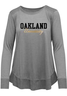 Oakland University Golden Grizzlies Womens Grey Rampage Scoop Neck LS Tee