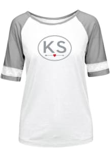 Kansas Womens White Circle Arrow Short Sleeve T Shirt