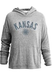 Kansas Womens Grey Sunflower Long Sleeve Light Weight Hood