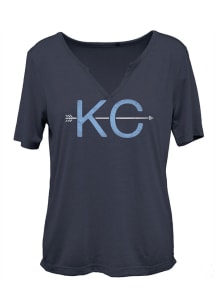 Kansas City Womens Navy Arrow Initials Short Sleeve T Shirt