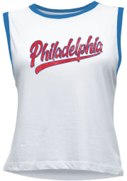 Philadelphia Women's Wordmark Cropped Ringer Tank - White