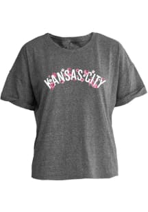 Kansas City Womens Grey Flowers Short Sleeve T-Shirt