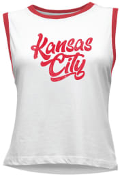 Kansas City Women's Wordmark Cropped Ringer Tank - White