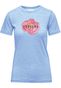 Indiana Womens Light Blue Peony Flower Short Sleeve T-Shirt