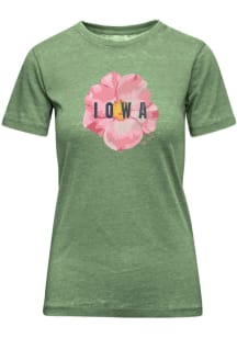Iowa Womens Green Wild Rose Flower Short Sleeve T-Shirt