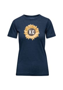 Kansas City Womens Navy Blue KC Sunflower Short Sleeve T-Shirt