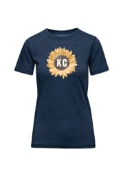 Kansas City Womens Navy Blue KC Sunflower Short Sleeve T-Shirt