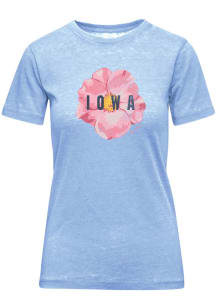 Iowa Womens Light Blue Wild Rose Flower Short Sleeve T-Shirt