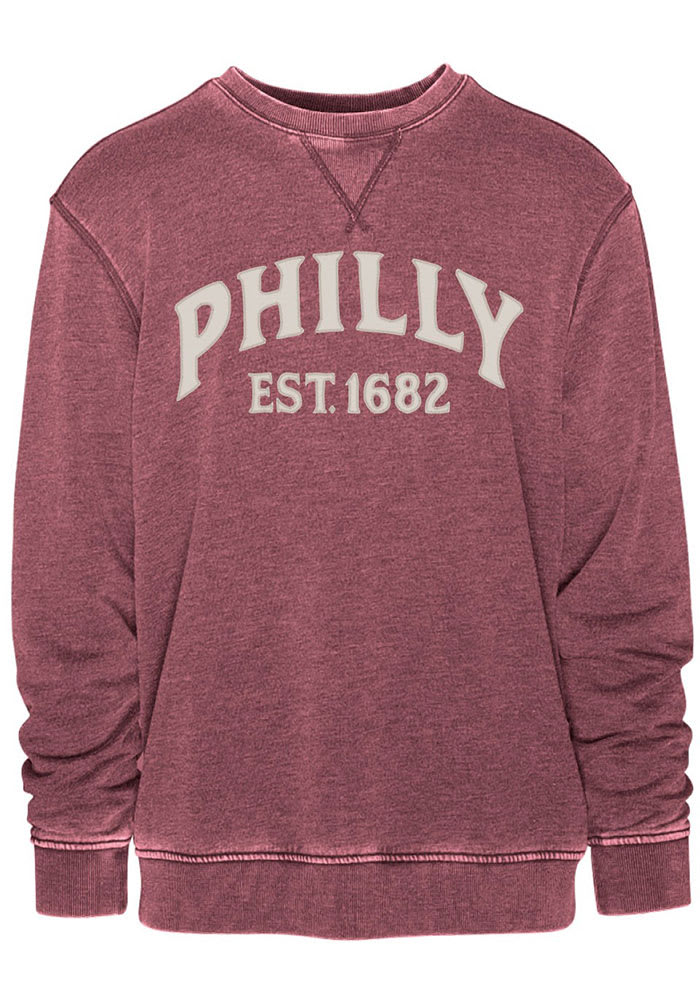 Philadelphia Maroon Arched Long Sleeve Crew Sweatshirt