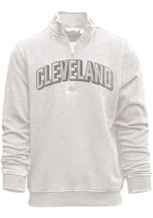 Cleveland Mens Oatmeal Arch Wordmark Long Sleeve 1/4 Zip Pullover