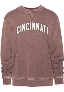 Cincinnati Mens Brown Arch Wordmark Long Sleeve Crew Sweatshirt