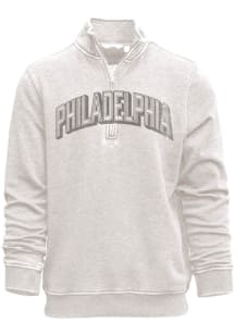 Philadelphia Mens Oatmeal Arch Wordmark Long Sleeve 1/4 Zip Pullover