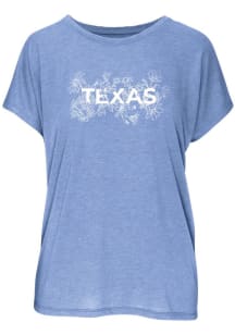 Texas Womens Light Blue Flowers Short Sleeve T-Shirt