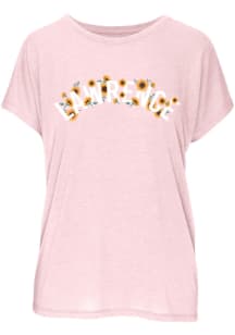 Lawrence Womens Pink Sunflowers Short Sleeve T-Shirt