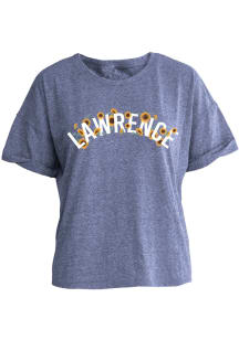 Lawrence Womens Navy Blue Sunflowers Short Sleeve T-Shirt