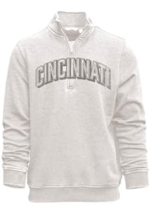 Cincinnati Mens Oatmeal Arch Wordmark Long Sleeve 1/4 Zip Pullover