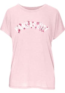 Kansas City Womens Pink Flowers Short Sleeve T-Shirt