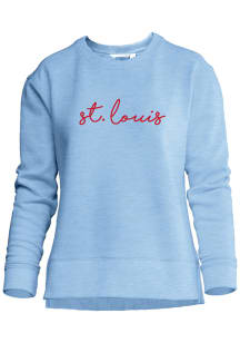 St Louis Womens Light Blue Script Crew Sweatshirt
