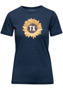 Texas Womens Navy Blue Sunflower Short Sleeve T-Shirt